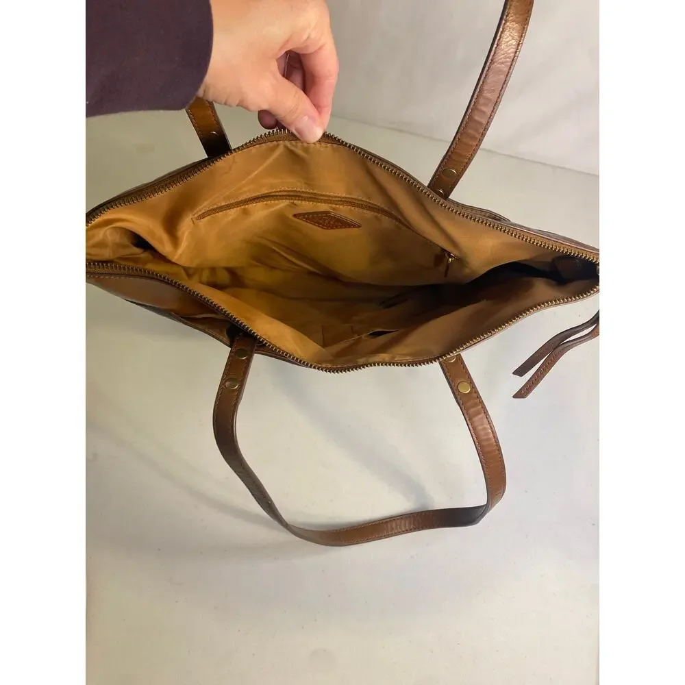 Fossil Anna Blue Heart Large Shoulder Tote Bag Leather Preppy Collegiate - Picture 7 of 14